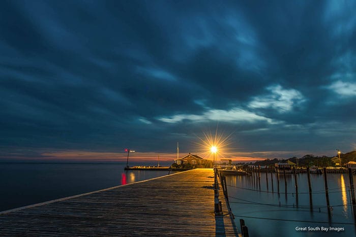 Image of Bellport Marina at night