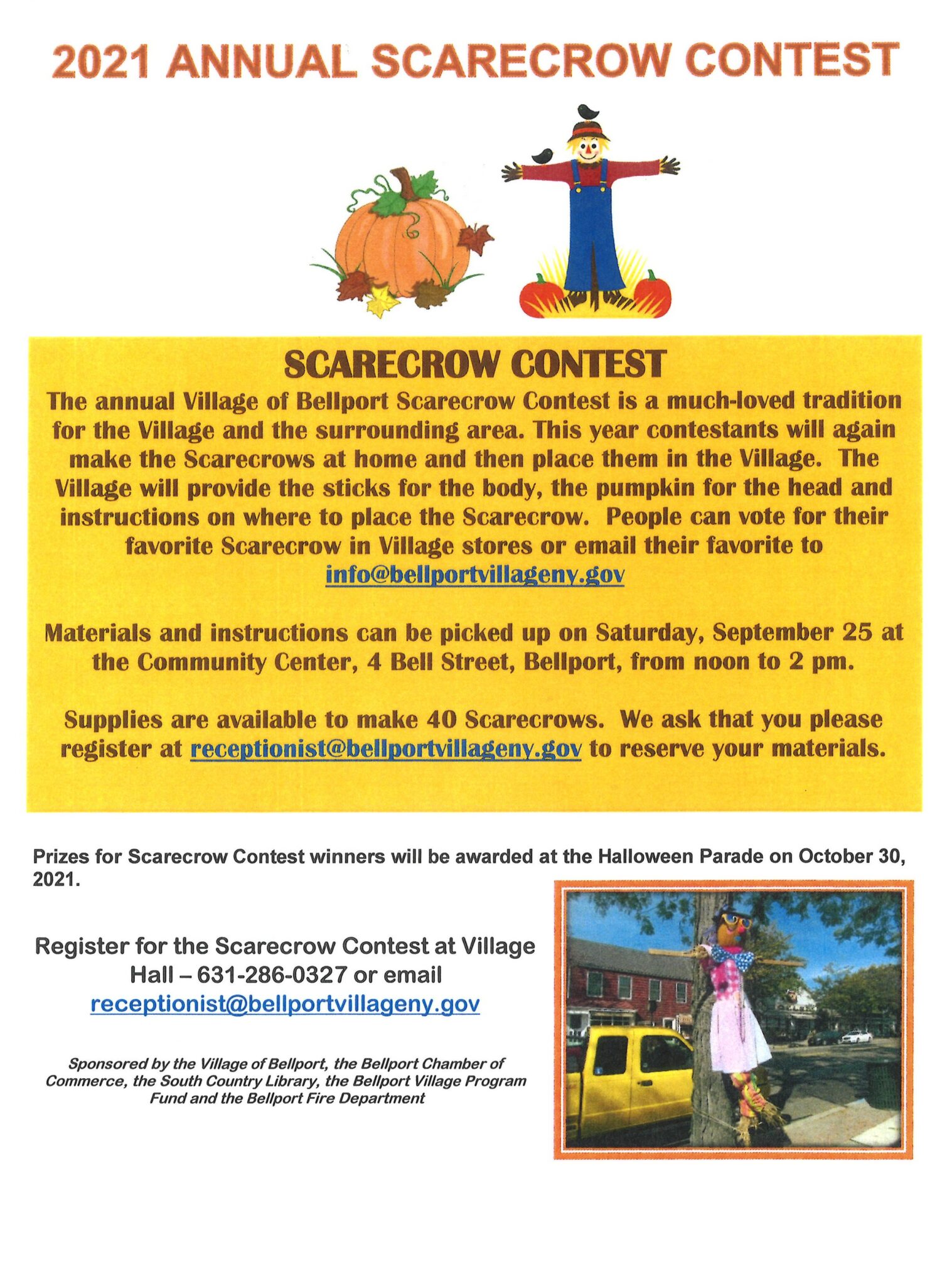 2021 Annual Scarecrow Contest Village of Bellport NY