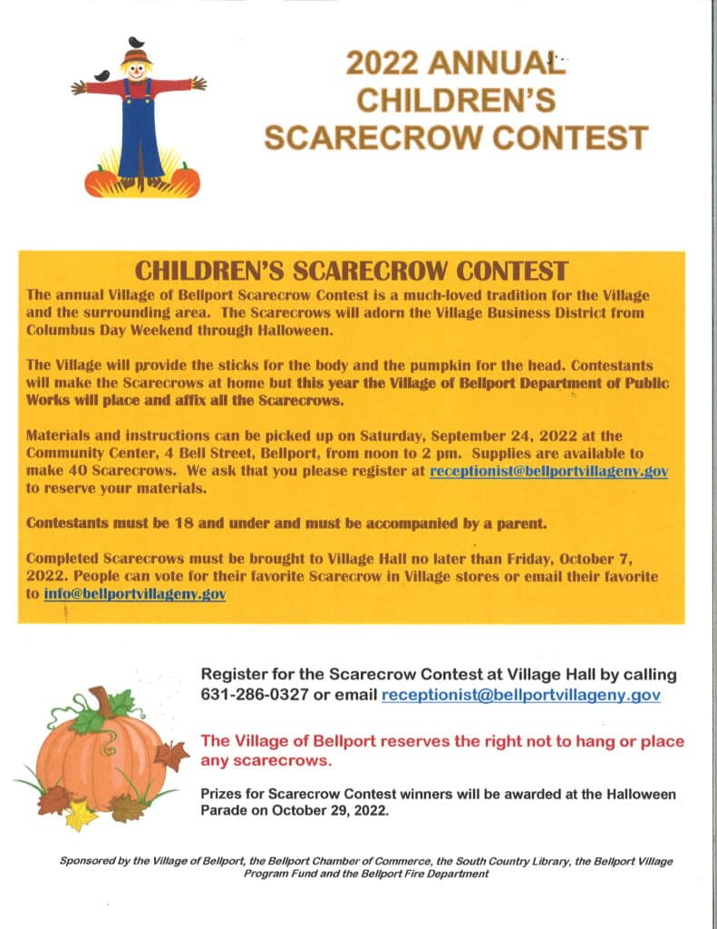 2021 Annual Scarecrow Contest Village of Bellport NY